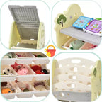 Organizzatore portagiochi per bambini con 17 contenitori, libreria a 5 livelli, cassetti estraibili, portaoggetti per sala giochi e camera da letto, design ad albero