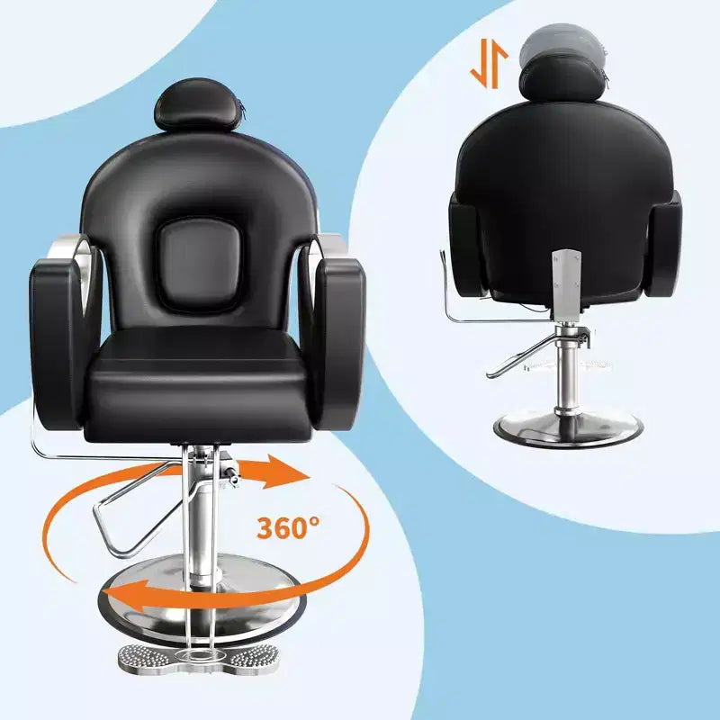 Sedia da Barbiere Girevole a 360°, Poltrona da Salone Regolabile in Altezza Reclinabile, Attrezzatura da Estetica Spa, Sedia da Parrucchiere Girevole per Carichi Pesanti