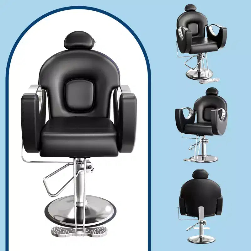 Sedia da Barbiere Girevole a 360°, Poltrona da Salone Regolabile in Altezza Reclinabile, Attrezzatura da Estetica Spa, Sedia da Parrucchiere Girevole per Carichi Pesanti