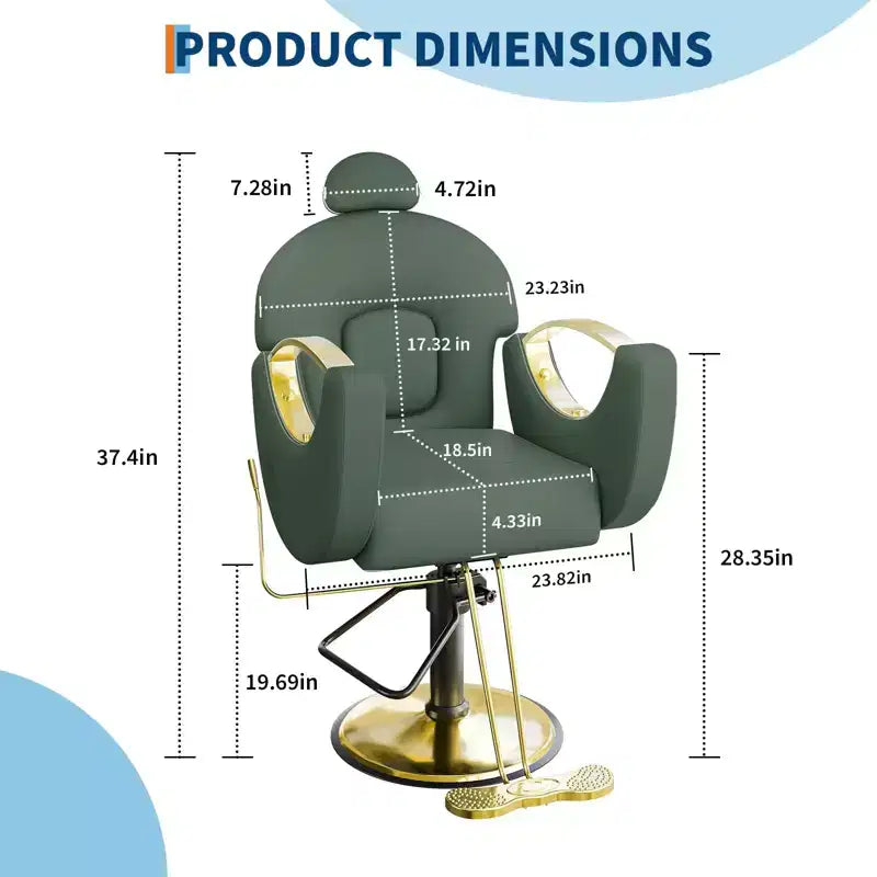 Sedia da Barbiere Girevole a 360°, Poltrona da Salone Regolabile in Altezza Reclinabile, Attrezzatura da Estetica Spa, Sedia da Parrucchiere Girevole per Carichi Pesanti