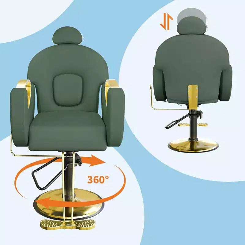Sedia da Barbiere Girevole a 360°, Poltrona da Salone Regolabile in Altezza Reclinabile, Attrezzatura da Estetica Spa, Sedia da Parrucchiere Girevole per Carichi Pesanti