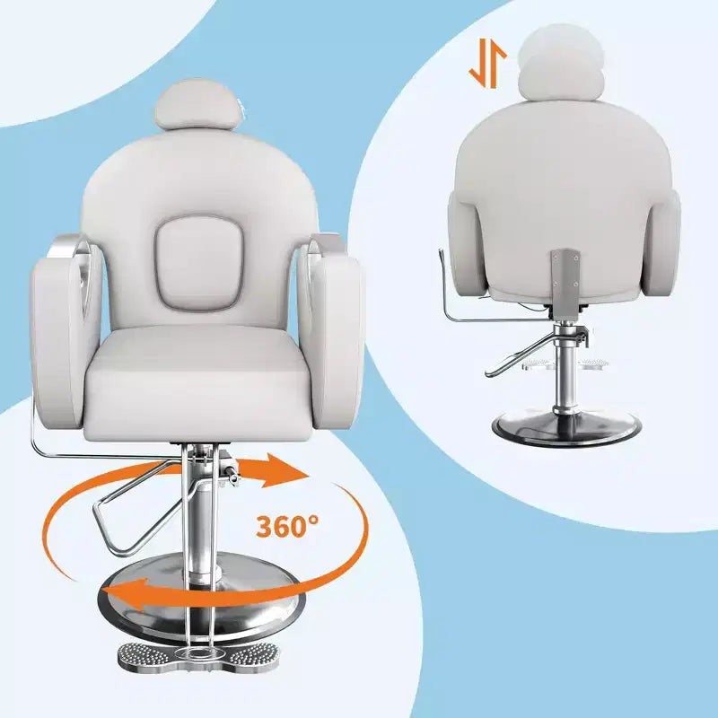 Sedia da Barbiere Girevole a 360°, Poltrona da Salone Regolabile in Altezza Reclinabile, Attrezzatura da Estetica Spa, Sedia da Parrucchiere Girevole per Carichi Pesanti
