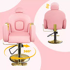 Sedia da Barbiere Girevole a 360°, Poltrona da Salone Regolabile in Altezza Reclinabile, Attrezzatura da Estetica Spa, Sedia da Parrucchiere Girevole per Carichi Pesanti