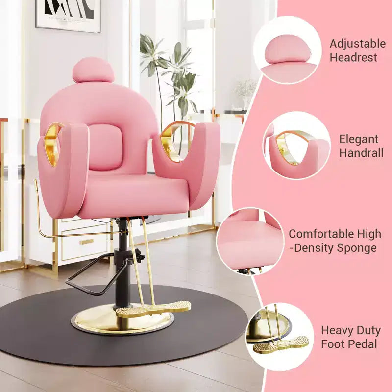 Sedia da Barbiere Girevole a 360°, Poltrona da Salone Regolabile in Altezza Reclinabile, Attrezzatura da Estetica Spa, Sedia da Parrucchiere Girevole per Carichi Pesanti