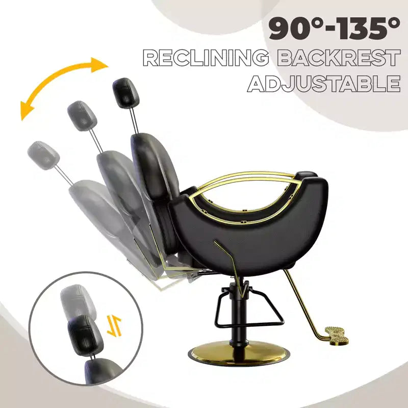 Sedia da Barbiere Girevole a 360°, Poltrona da Salone Regolabile in Altezza Reclinabile, Attrezzatura da Estetica Spa, Sedia da Parrucchiere Girevole per Carichi Pesanti