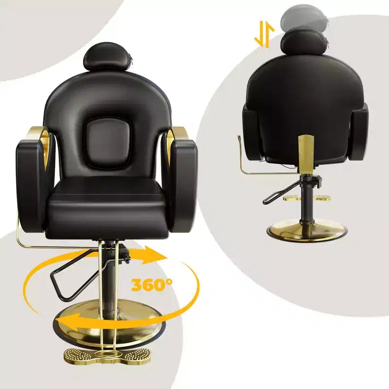 Sedia da Barbiere Girevole a 360°, Poltrona da Salone Regolabile in Altezza Reclinabile, Attrezzatura da Estetica Spa, Sedia da Parrucchiere Girevole per Carichi Pesanti