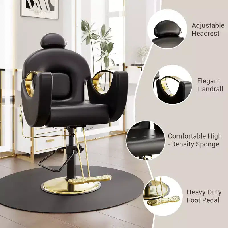 Sedia da Barbiere Girevole a 360°, Poltrona da Salone Regolabile in Altezza Reclinabile, Attrezzatura da Estetica Spa, Sedia da Parrucchiere Girevole per Carichi Pesanti