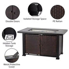 Focolare a propano Focolare da tavolo - 44 pollici 50000BTU con telo di copertura, superficie robusta in acciaio e ferro, certificato CSA per patio, terrazza, giardino