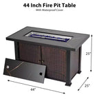 Focolare a propano Focolare da tavolo - 44 pollici 50000BTU con telo di copertura, superficie robusta in acciaio e ferro, certificato CSA per patio, terrazza, giardino