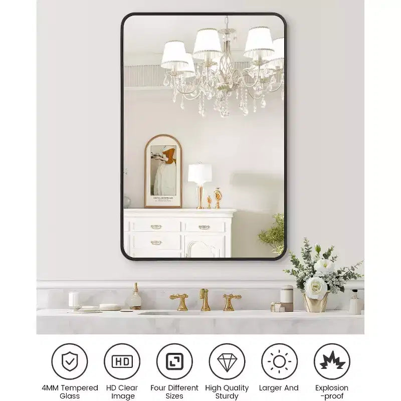 Specchio da parete rotondo oro 18", specchio da trucco con cornice in metallo per bagno, ingresso e camera da letto