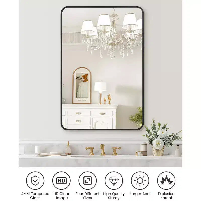 Specchio da parete rotondo oro 18", specchio da trucco con cornice in metallo per bagno, ingresso e camera da letto