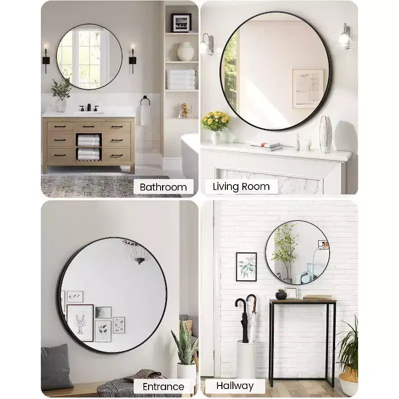 Specchio da parete rotondo oro 18", specchio da trucco con cornice in metallo per bagno, ingresso e camera da letto