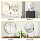 Specchio da parete rotondo oro 18", specchio da trucco con cornice in metallo per bagno, ingresso e camera da letto