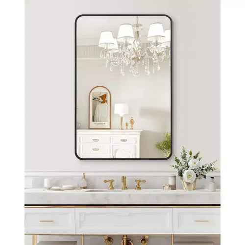 18 Round Gold Wall Mirror, Metal Frame Vanity Mirror for Bathroom, Entryway & Bedroom