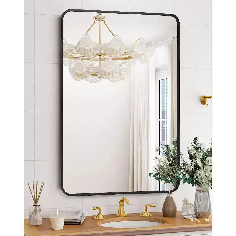 Specchio da parete rotondo oro 18", specchio da trucco con cornice in metallo per bagno, ingresso e camera da letto