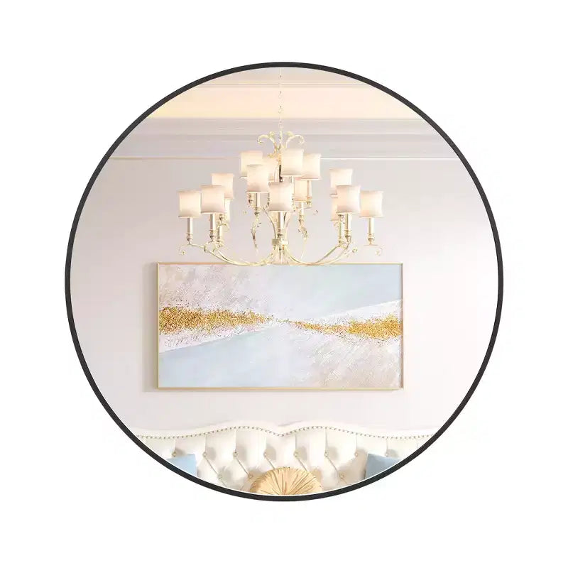 Specchio da parete rotondo oro 18", specchio da trucco con cornice in metallo per bagno, ingresso e camera da letto