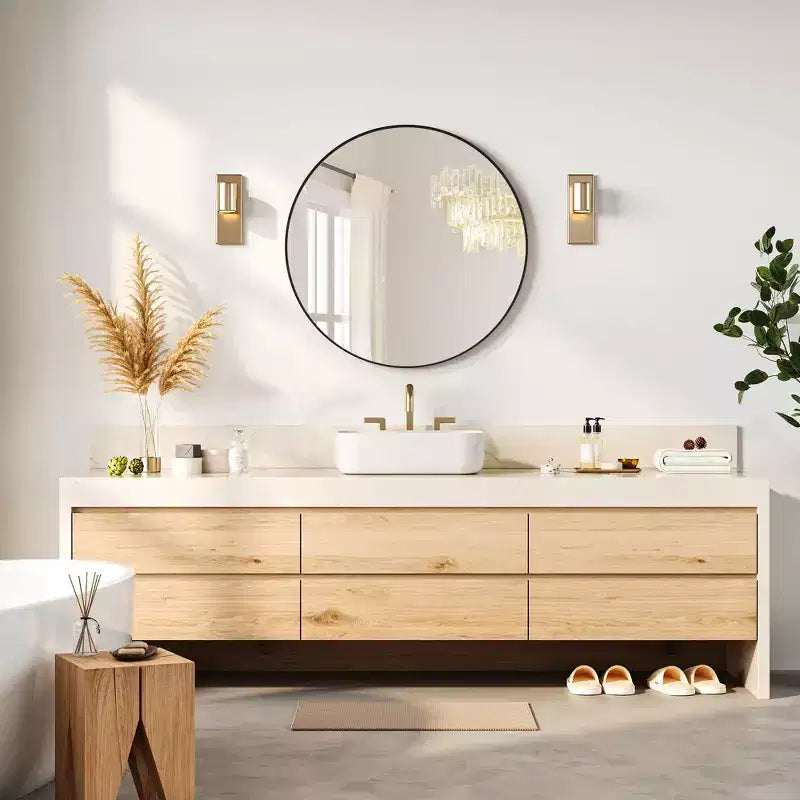 Specchio da parete rotondo oro 18", specchio da trucco con cornice in metallo per bagno, ingresso e camera da letto