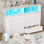 Cassettiera a 8 cassetti in legno con prese di corrente, mobile TV ampio con contenitore e organizer per camera da letto, soggiorno, corridoio