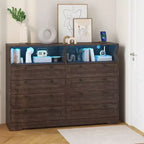 Cassettiera a 8 cassetti in legno con prese di corrente, mobile TV ampio con contenitore e organizer per camera da letto, soggiorno, corridoio