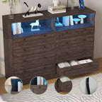 Cassettiera a 8 cassetti in legno con prese di corrente, mobile TV ampio con contenitore e organizer per camera da letto, soggiorno, corridoio