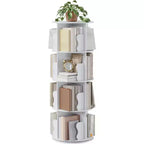 4 Tier Rotating Bookshelf, Wood Spinning Bookshelf Tower, 360 Revolving Corner Bookshelves for Small Spaces, Floor Standing Bookcase for Home Office