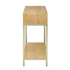 Tavolino Consolle con Due Cassetti, Design Geometrico Retrò, per Soggiorno, Naturale