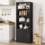 Industrial Black Bookcase with Doors, 5-Shelf Storage, 11.8in Depth, 71.4in Tall, for Bedroom/Living Room/Office