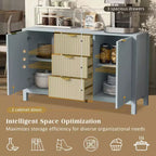 Mobile credenza a buffet Wave Design, armadietto contenitore con ante a chiusura ammortizzata e 3 cassetti, consolle per cucina soggiorno studio