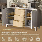 Mobile credenza a buffet Wave Design, armadietto contenitore con ante a chiusura ammortizzata e 3 cassetti, consolle per cucina soggiorno studio