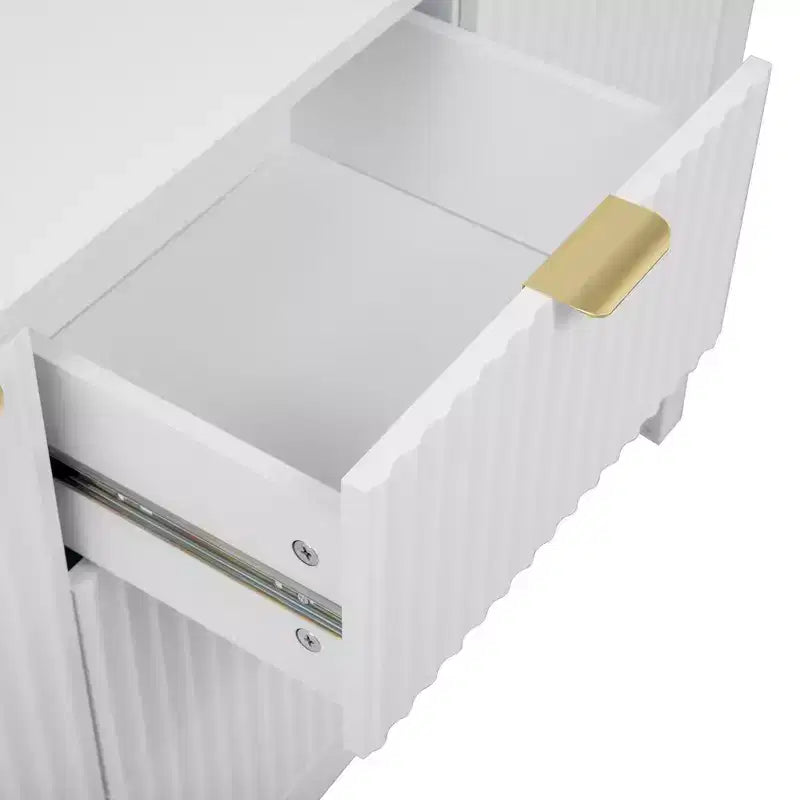 Mobile credenza a buffet Wave Design, armadietto contenitore con ante a chiusura ammortizzata e 3 cassetti, consolle per cucina soggiorno studio