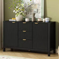 Okak Wave Design Sideboard Buffet, Storage Cabinet with Soft-Close Doors & 3 Drawers, Console Table for Kitchen Living Room Study