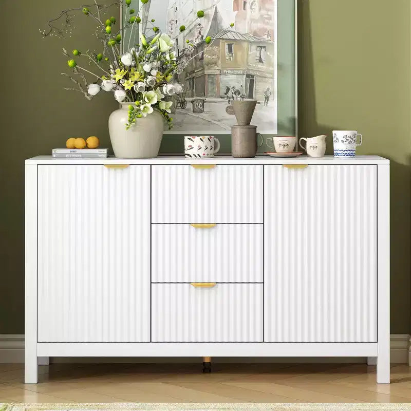 Mobile credenza a buffet Wave Design, armadietto contenitore con ante a chiusura ammortizzata e 3 cassetti, consolle per cucina soggiorno studio