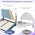 Base letto imbottita con testiera regolabile, robusto supporto a doghe in legno, mobili letto moderni per bambini, nessun materasso a molle richiesto