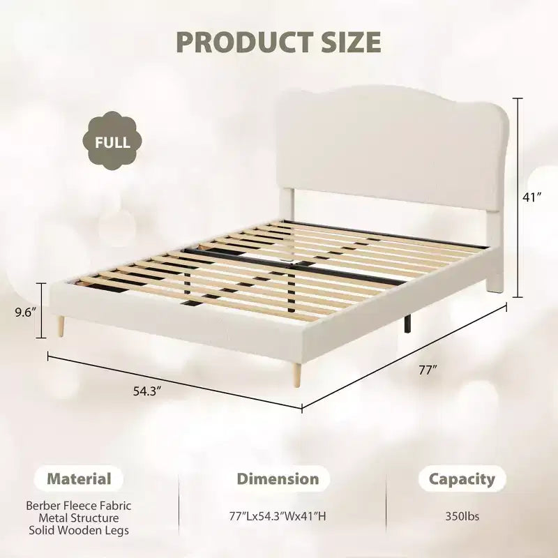 Base letto imbottita con testiera regolabile, robusto supporto a doghe in legno, mobili letto moderni per bambini, nessun materasso a molle richiesto