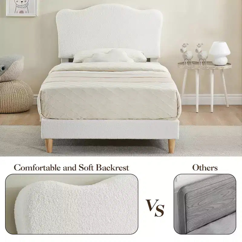 Base letto imbottita con testiera regolabile, robusto supporto a doghe in legno, mobili letto moderni per bambini, nessun materasso a molle richiesto