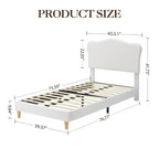 Base letto imbottita con testiera regolabile, robusto supporto a doghe in legno, mobili letto moderni per bambini, nessun materasso a molle richiesto
