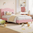 Base letto imbottita con testiera regolabile, robusto supporto a doghe in legno, mobili letto moderni per bambini, nessun materasso a molle richiesto