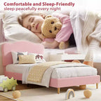 Base letto imbottita con testiera regolabile, robusto supporto a doghe in legno, mobili letto moderni per bambini, nessun materasso a molle richiesto