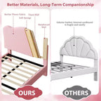 Base letto imbottita con testiera regolabile, robusto supporto a doghe in legno, mobili letto moderni per bambini, nessun materasso a molle richiesto