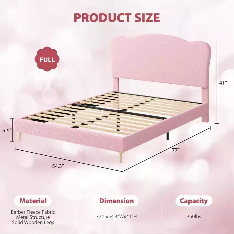 Base letto imbottita con testiera regolabile, robusto supporto a doghe in legno, mobili letto moderni per bambini, nessun materasso a molle richiesto