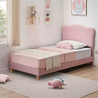 Base letto imbottita con testiera regolabile, robusto supporto a doghe in legno, mobili letto moderni per bambini, nessun materasso a molle richiesto
