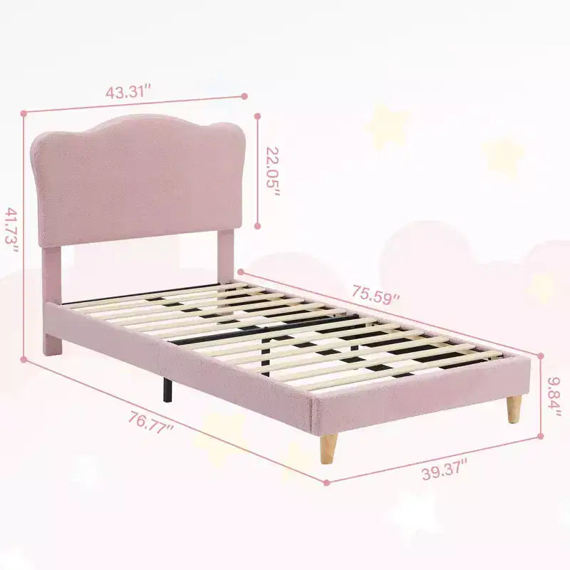 Base letto imbottita con testiera regolabile, robusto supporto a doghe in legno, mobili letto moderni per bambini, nessun materasso a molle richiesto