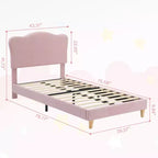 Base letto imbottita con testiera regolabile, robusto supporto a doghe in legno, mobili letto moderni per bambini, nessun materasso a molle richiesto
