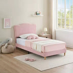 Base letto imbottita con testiera regolabile, robusto supporto a doghe in legno, mobili letto moderni per bambini, nessun materasso a molle richiesto