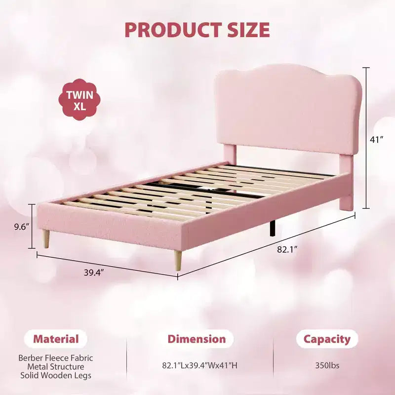 Base letto imbottita con testiera regolabile, robusto supporto a doghe in legno, mobili letto moderni per bambini, nessun materasso a molle richiesto