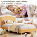 Base letto imbottita con testiera regolabile, robusto supporto a doghe in legno, mobili letto moderni per bambini, nessun materasso a molle richiesto