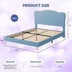 Base letto imbottita con testiera regolabile, robusto supporto a doghe in legno, mobili letto moderni per bambini, nessun materasso a molle richiesto
