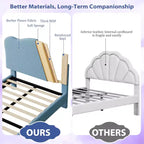 Base letto imbottita con testiera regolabile, robusto supporto a doghe in legno, mobili letto moderni per bambini, nessun materasso a molle richiesto