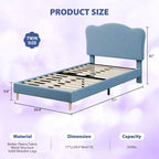 Base letto imbottita con testiera regolabile, robusto supporto a doghe in legno, mobili letto moderni per bambini, nessun materasso a molle richiesto
