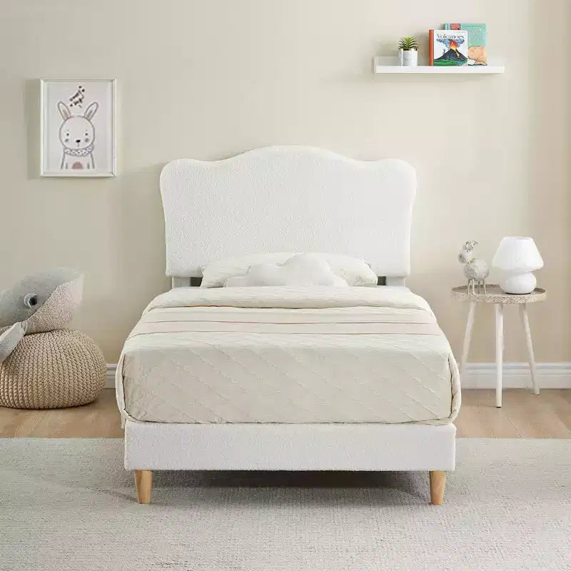 Base letto imbottita con testiera regolabile, robusto supporto a doghe in legno, mobili letto moderni per bambini, nessun materasso a molle richiesto